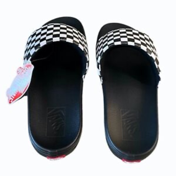 Vans Checkerboard La Costa Mens Black White Slides Size 13 Sandals - Picture 5 of 9